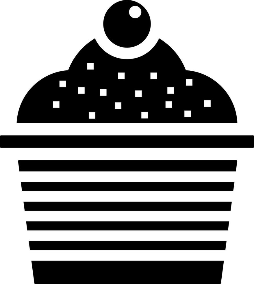 Vector illustration of cupcake in Black and White color.