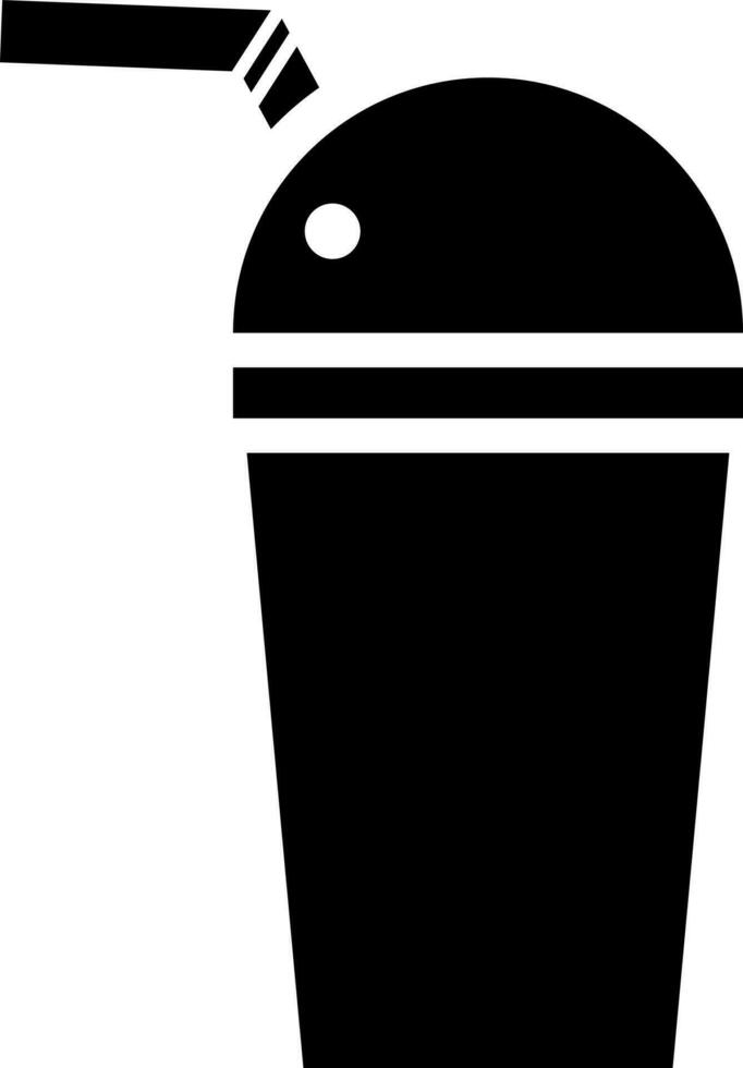 Disposable cup with straw icon in Black and White color. vector