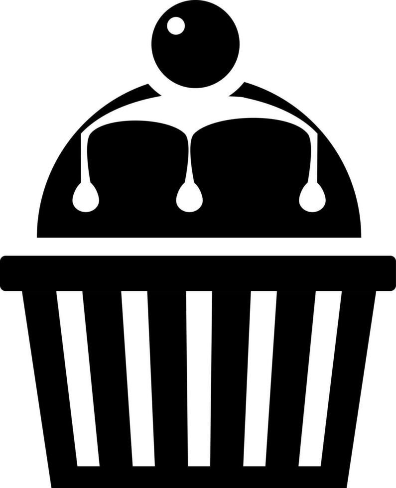 Vector illustration of cupcake in Black and White color.