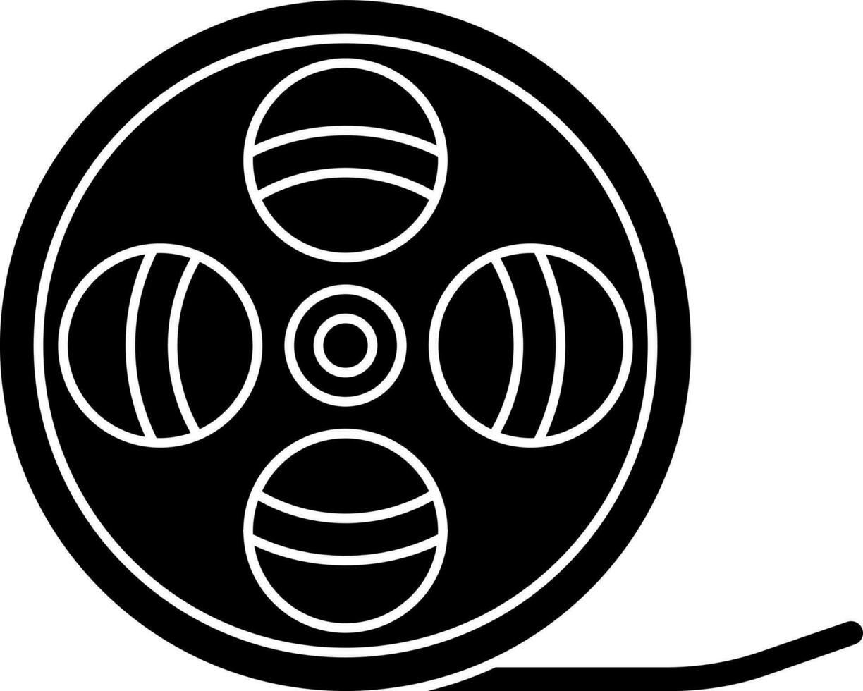Film reel Black and White icon in flat style. vector