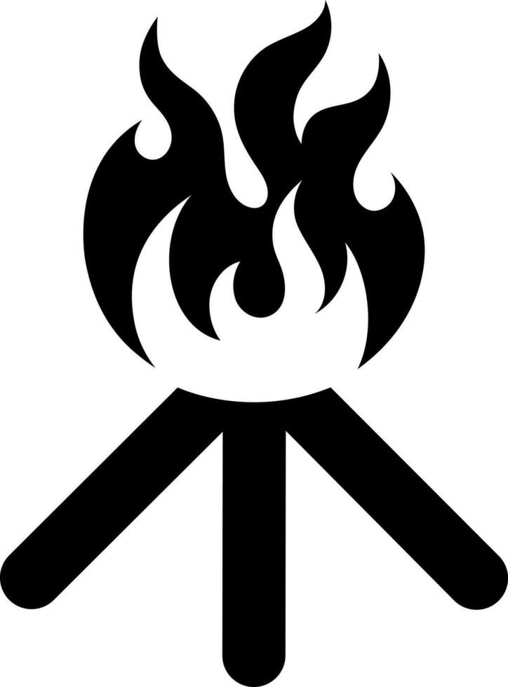 Bonfire icon in Black and White color. vector