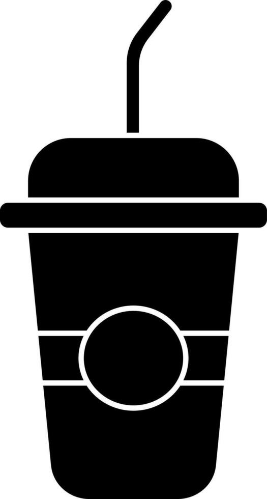 Paper cup with straw icon in Black and White color. vector