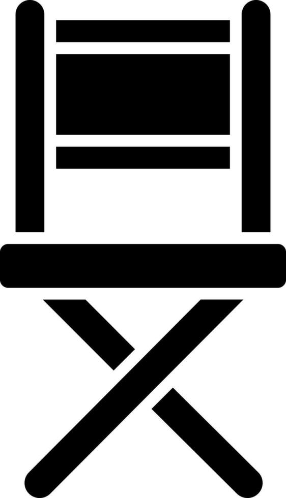 Black and White illustration of folding chair icon. vector