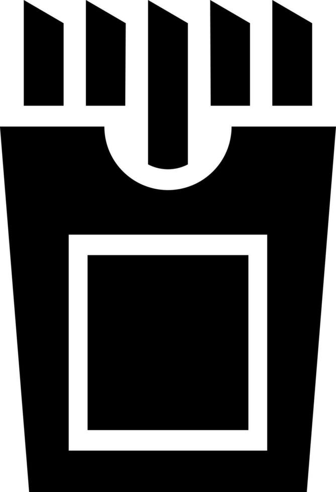 Black and White french fries icon in flat style. vector