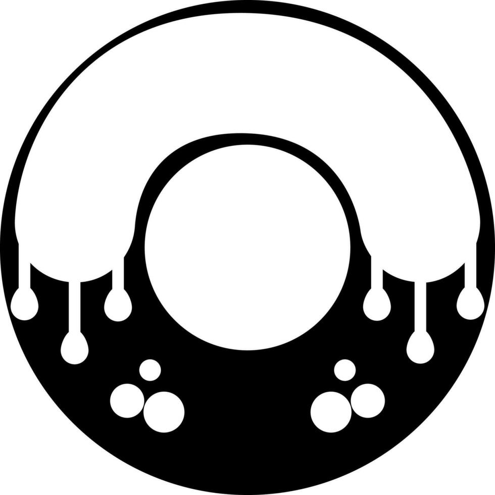Black and White illustration of doughnut icon. vector