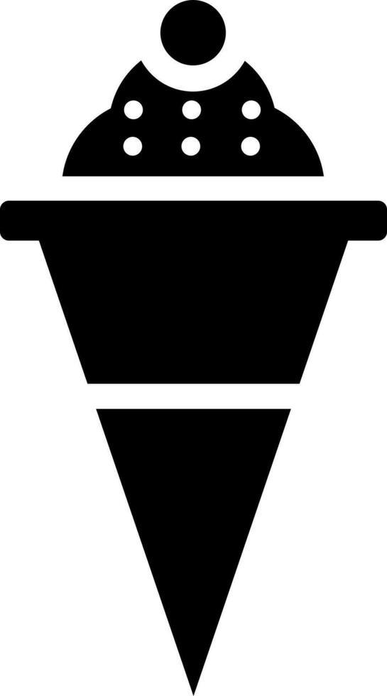 Ice cream cone icon in Black and White color. vector