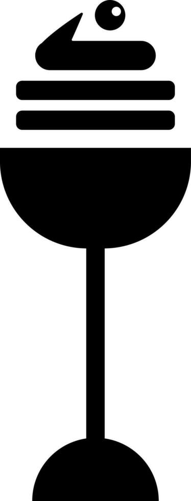 hielo crema taza icono en negro y blanco color. vector
