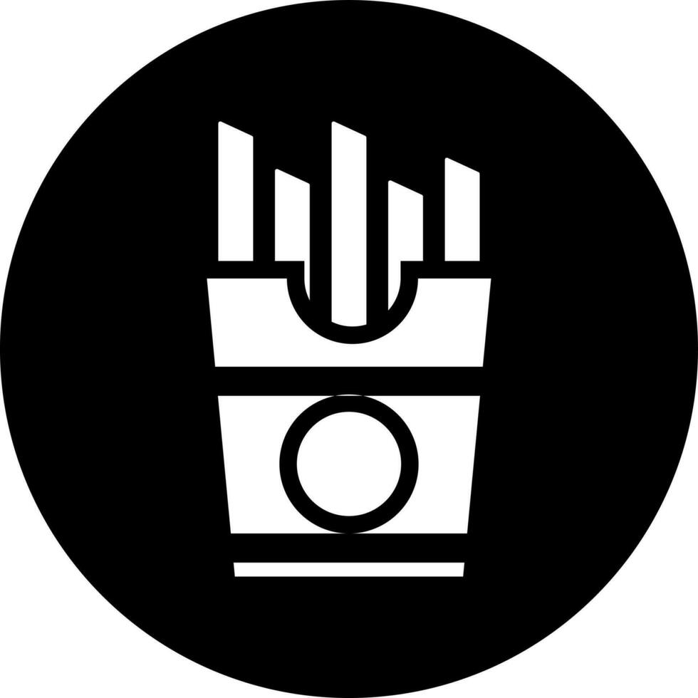 Black and White french fries icon in flat style. vector