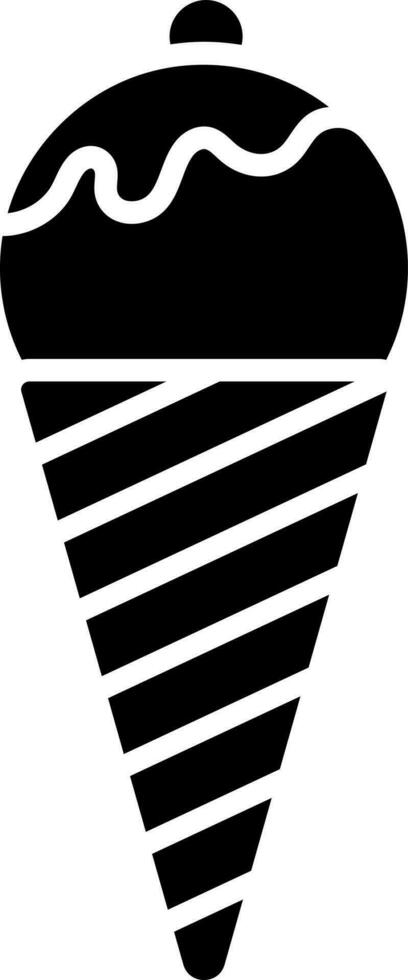hielo crema cono icono en negro y blanco color. vector