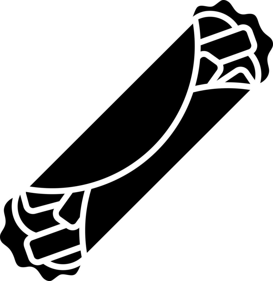 Black and White illustration of sandwich roll icon. vector