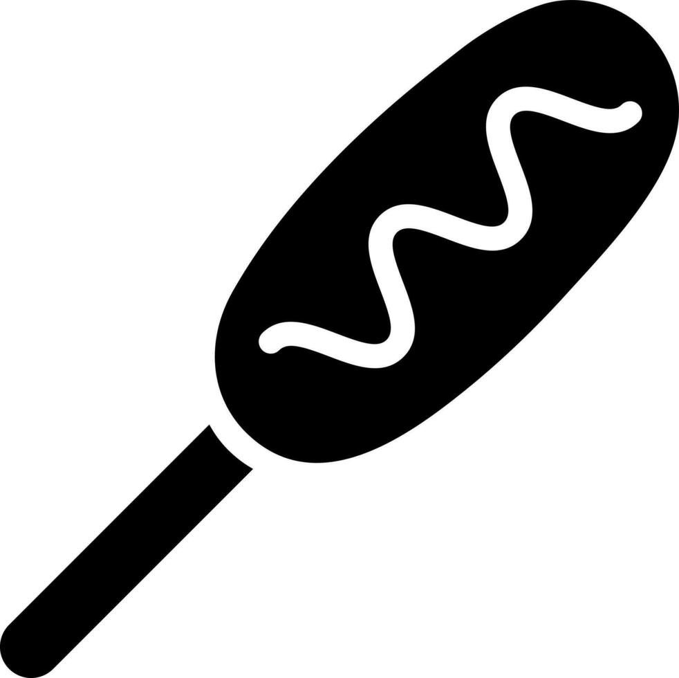 Black and White illustration of hot dog icon. vector