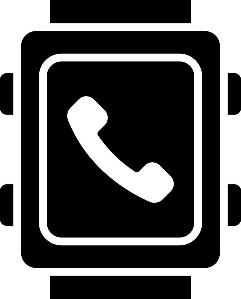 Smartwatch calling phone glyph icon. vector