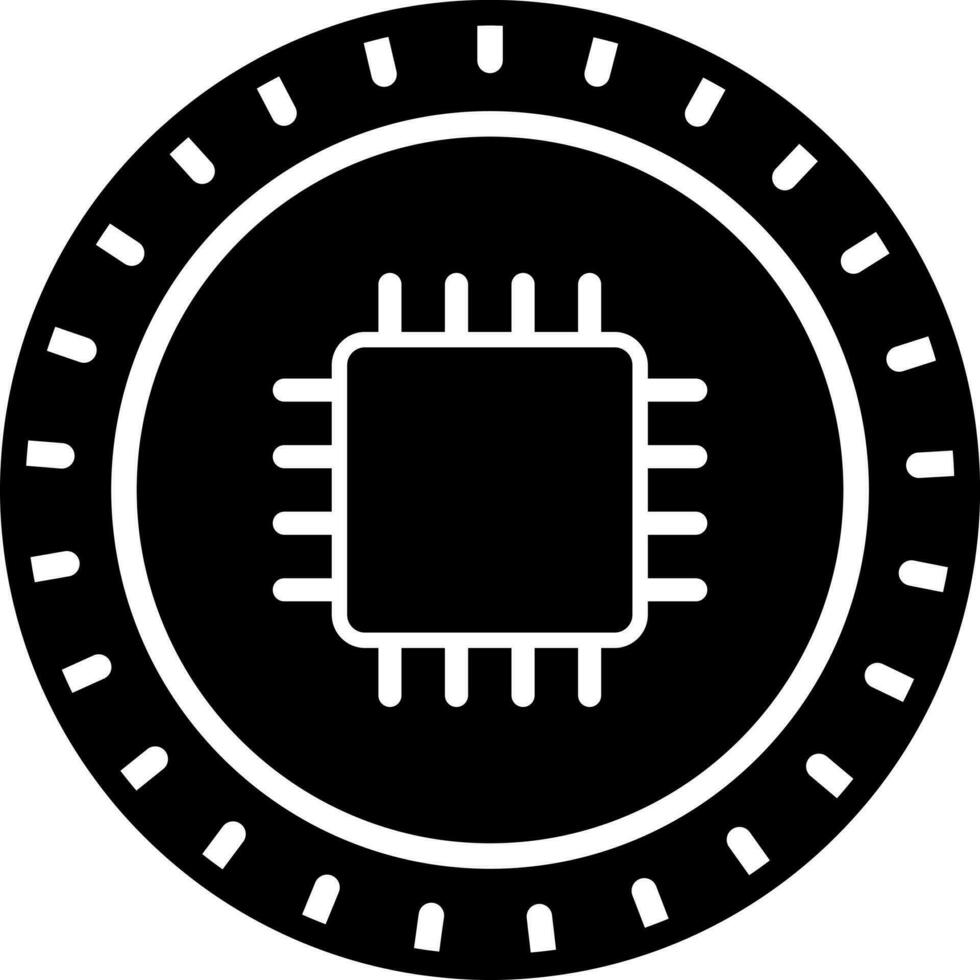 Black and White illustration of chip icon. vector