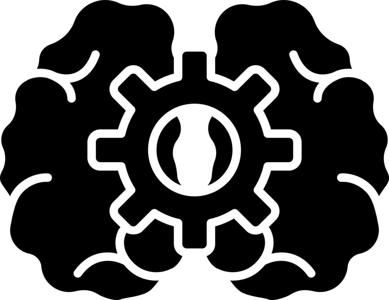 Brain setting icon in flat style. vector