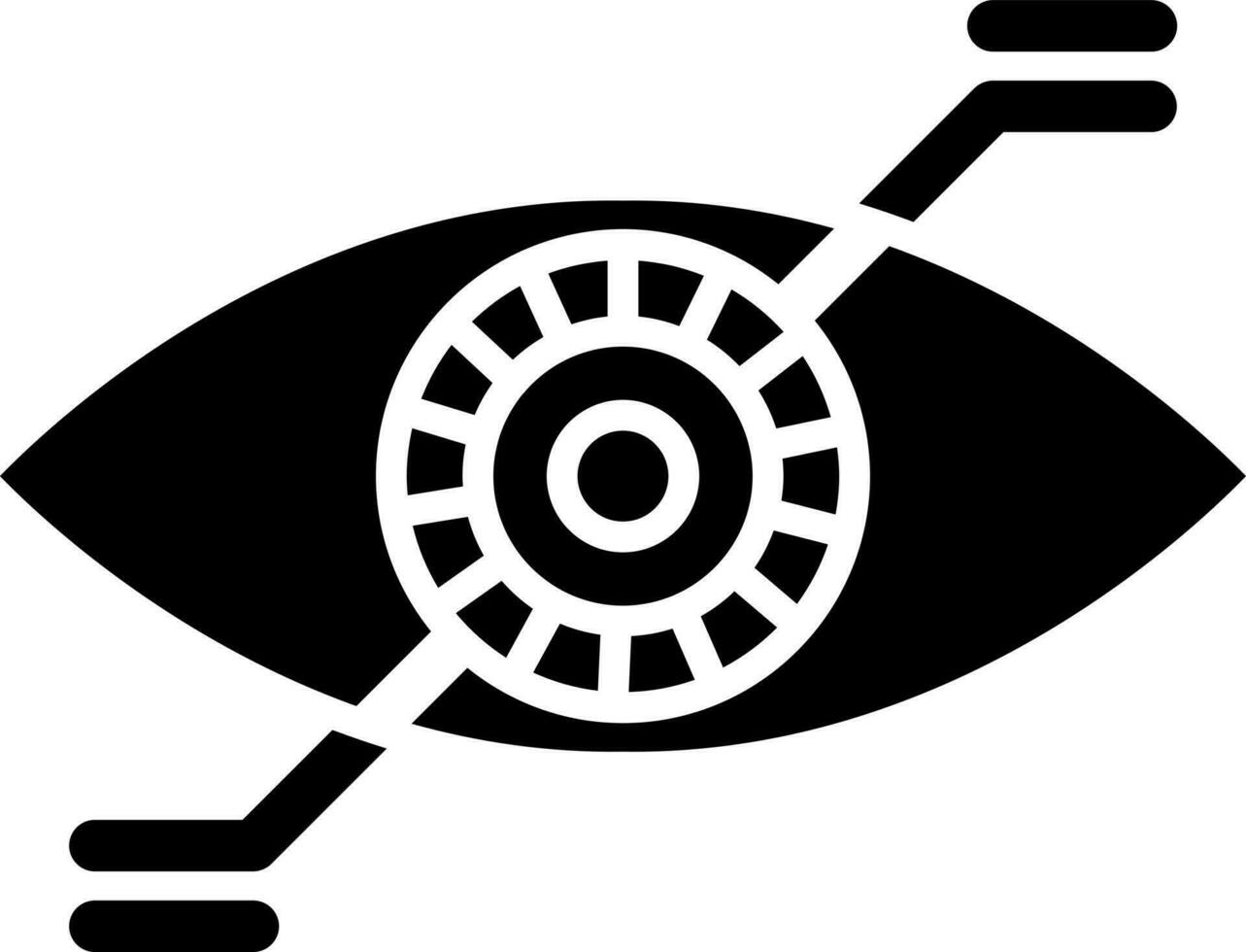 Black and White illustration of bionic eye icon. vector