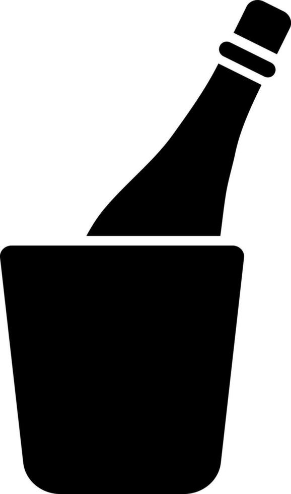 Champagne bottle in bucket icon. vector