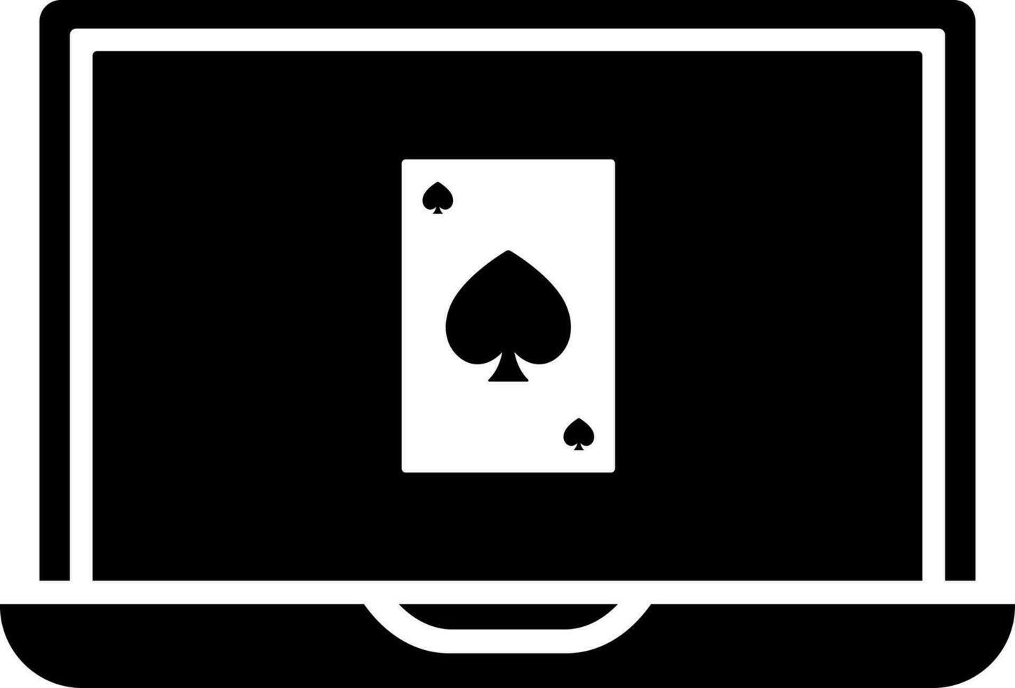 Online gambling app in laptop icon. vector