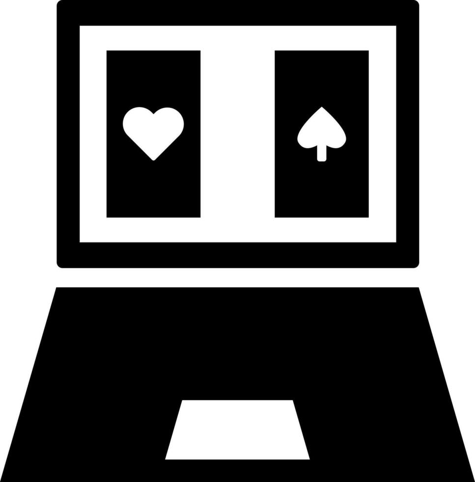 Online gambling game playing by laptop icon. vector