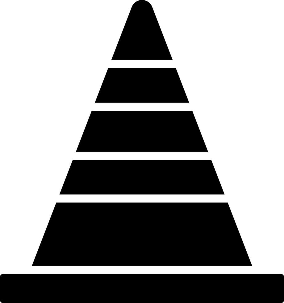 Black and White illustration of construction cone icon. vector