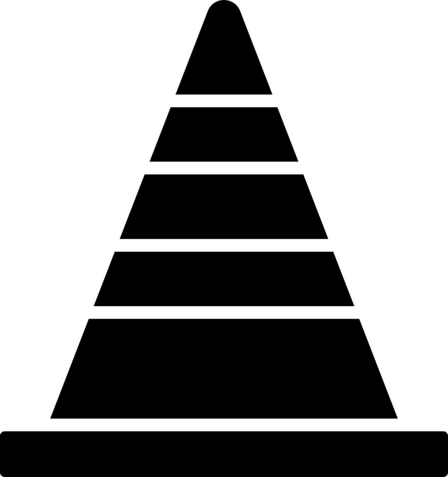 Black and White illustration of construction cone icon. vector