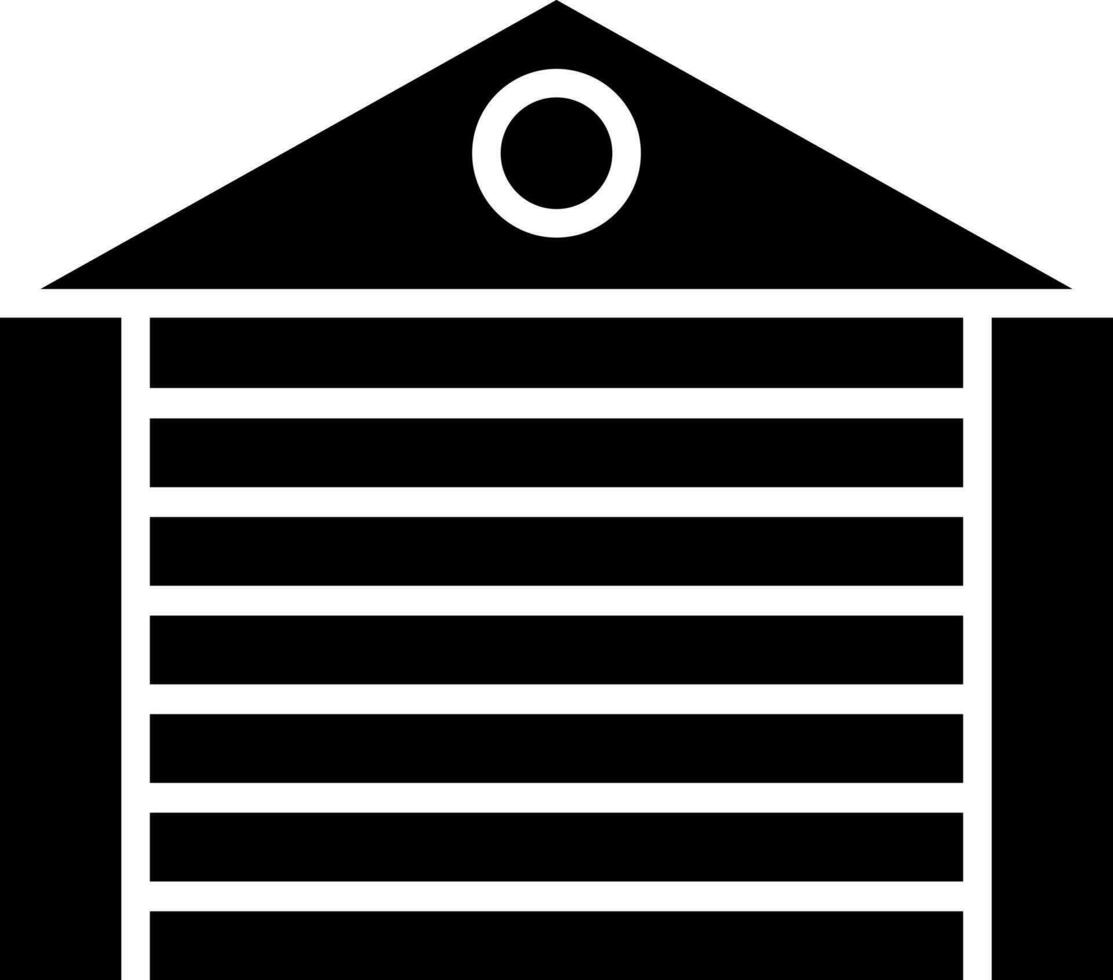 Black and White illustration of garage icon. vector