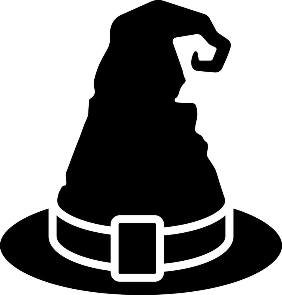 bruja sombrero glifo icono en plano estilo. vector