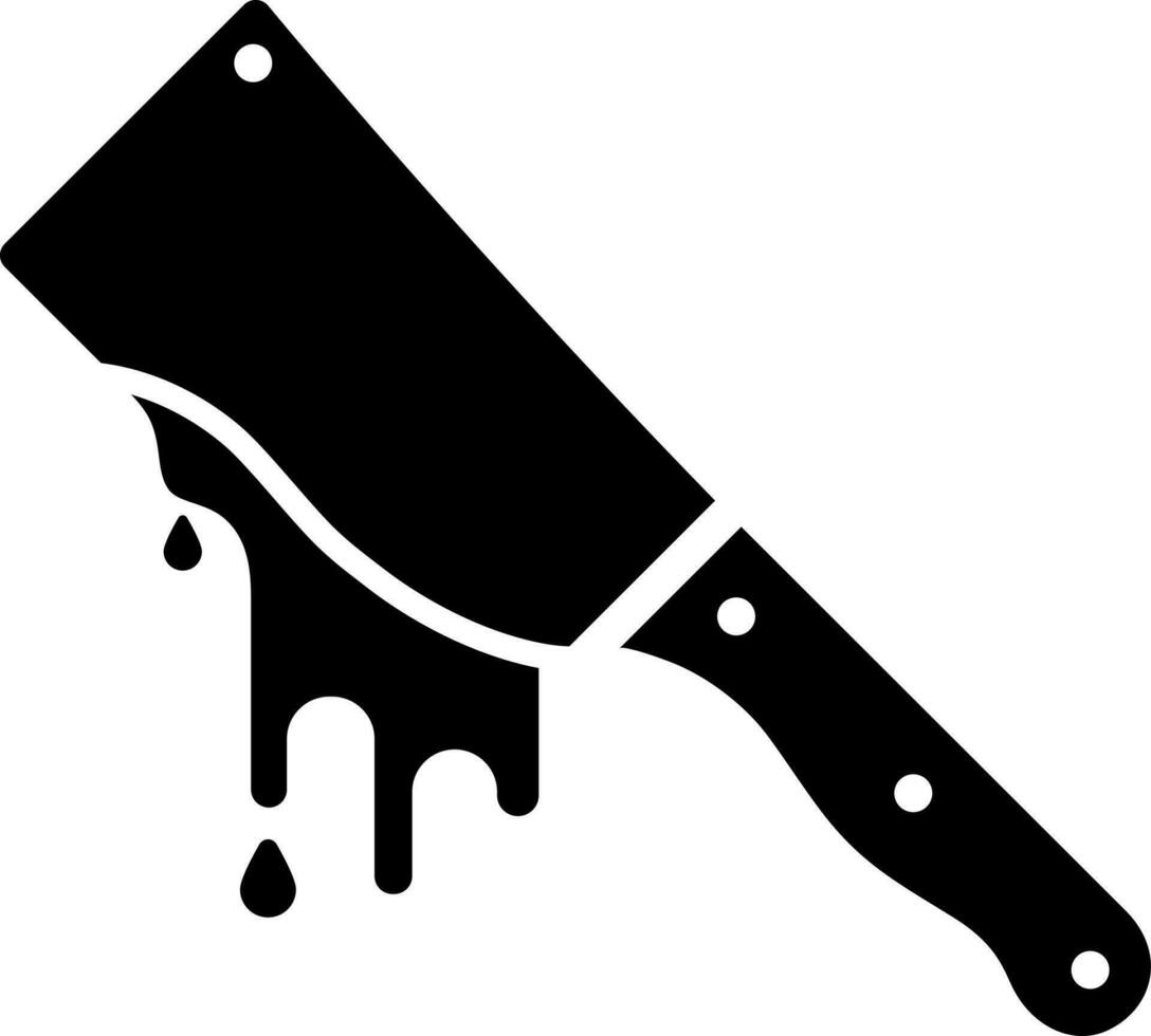 Blooding cleaver knife glyph icon or symbol. vector