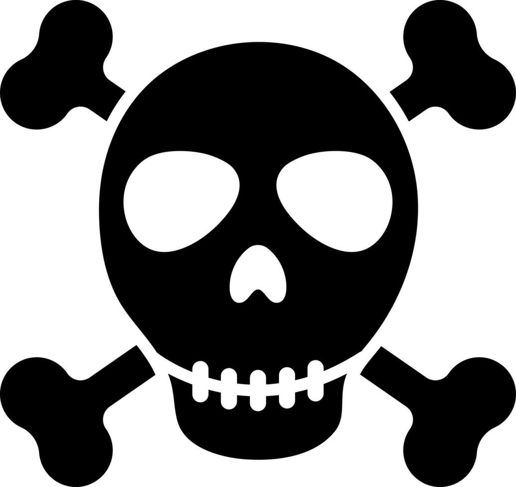 Skull bone icon Black and White color. vector