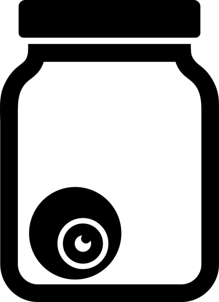 Illustration of eyeball in jar glyph icon. vector