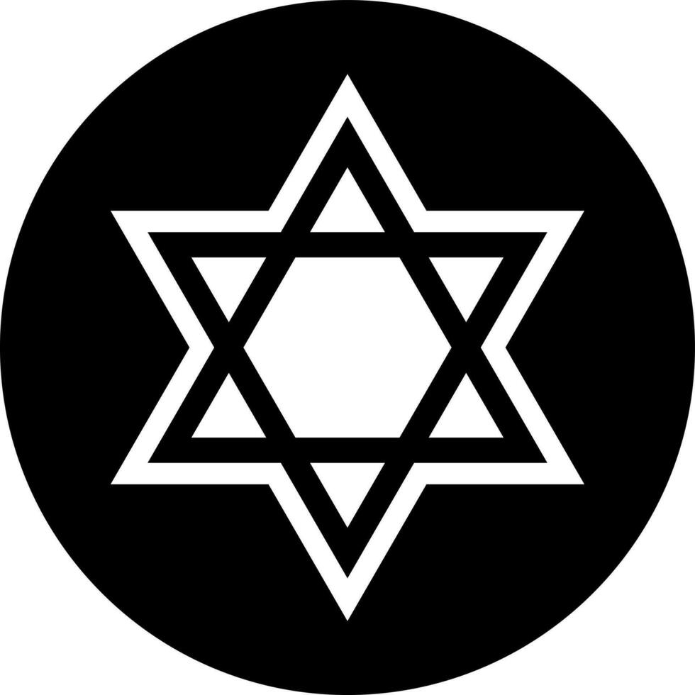 Black and White star of david icon in flat style. vector