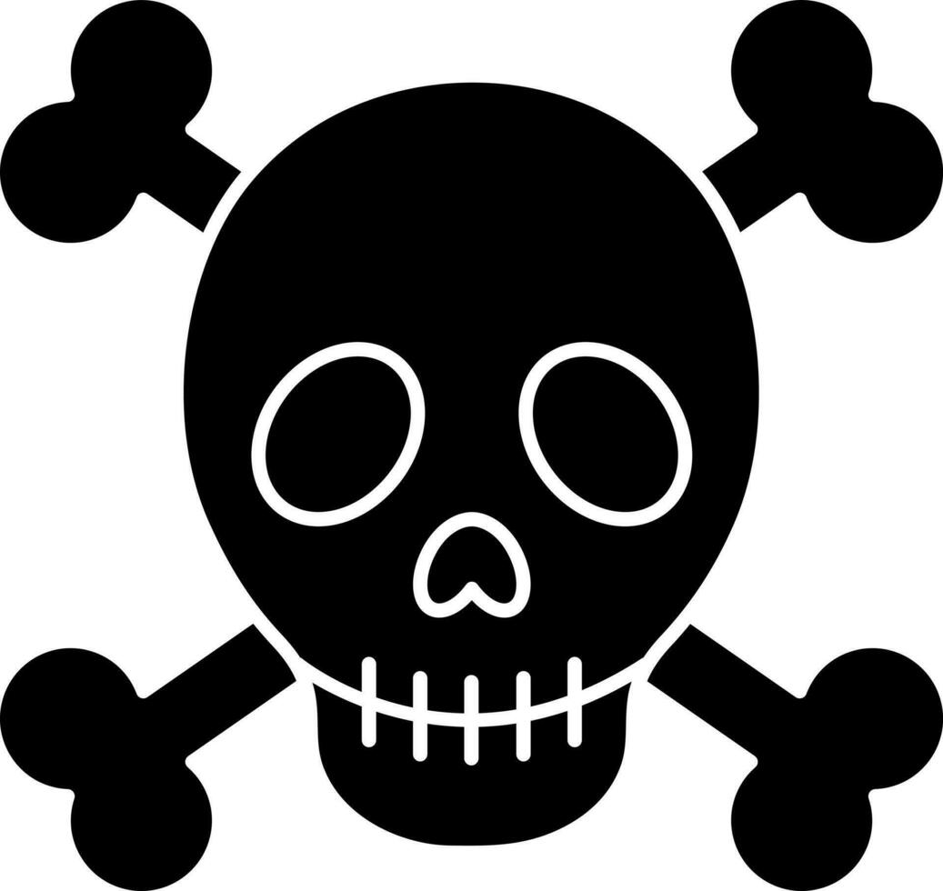 Black and White skull icon in flat style. vector