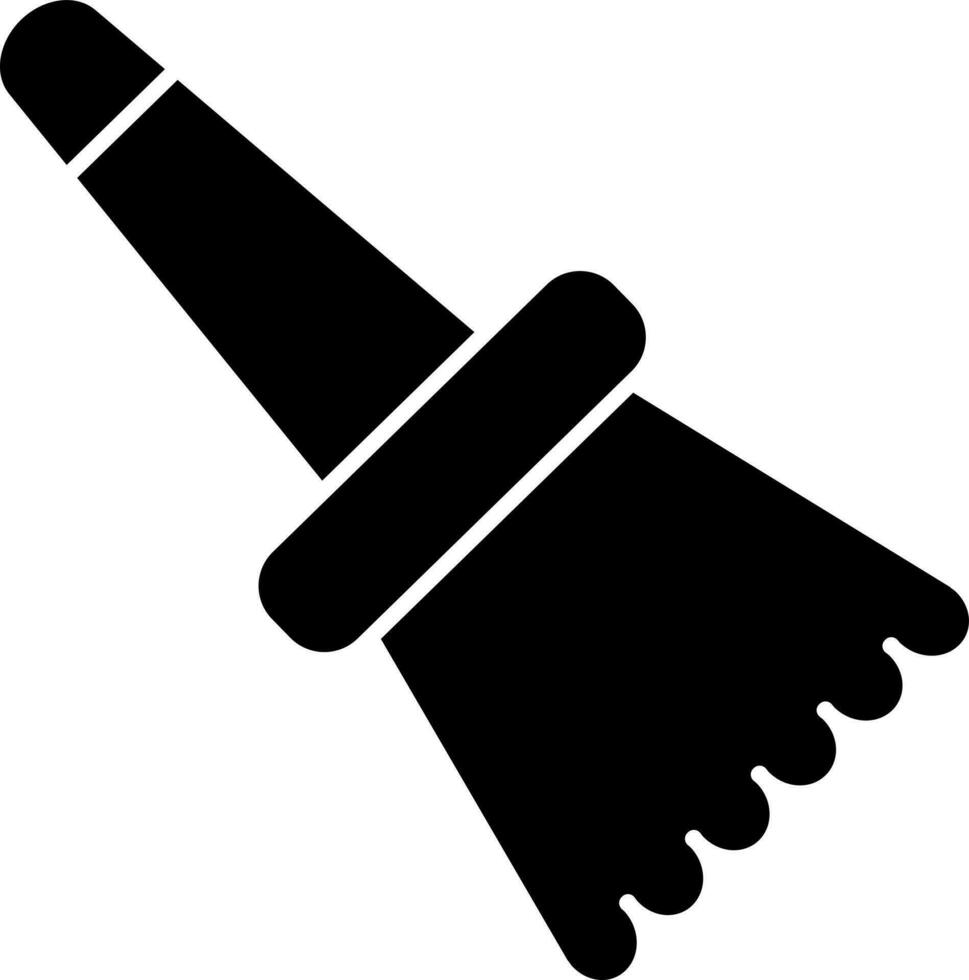 Black and White broom icon in flat style. vector