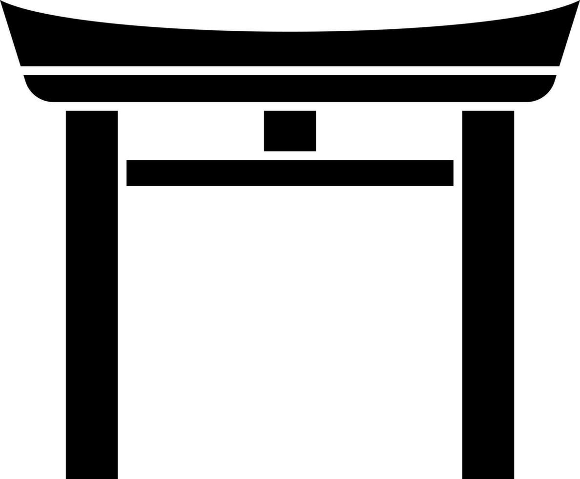 Black and White torii gate icon in flat style. vector