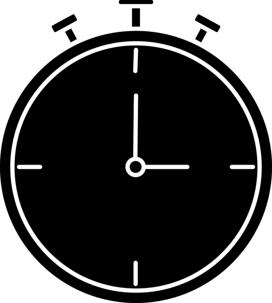 alarma reloj icono en negro y blanco color. vector