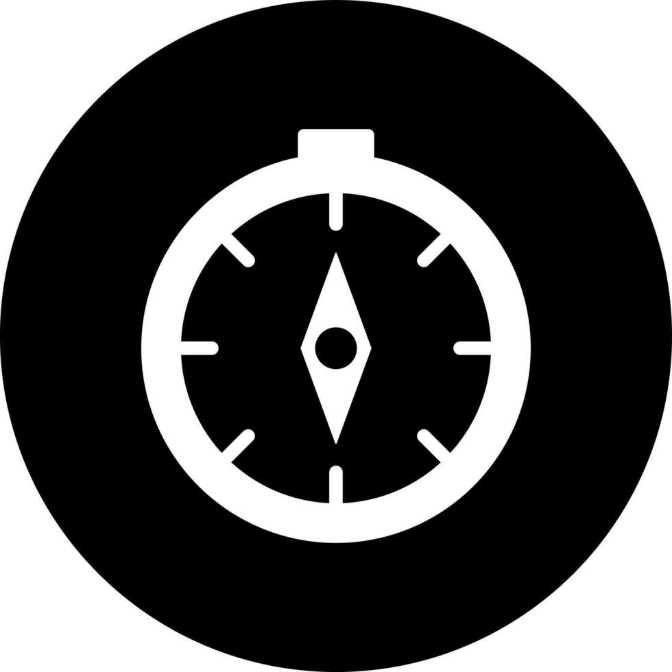 Black and White compass icon in flat style. vector