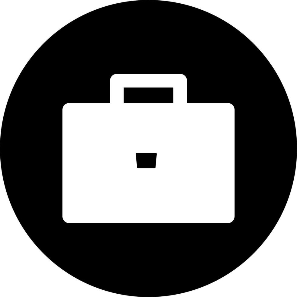 Black and White briefcase icon in flat style. vector
