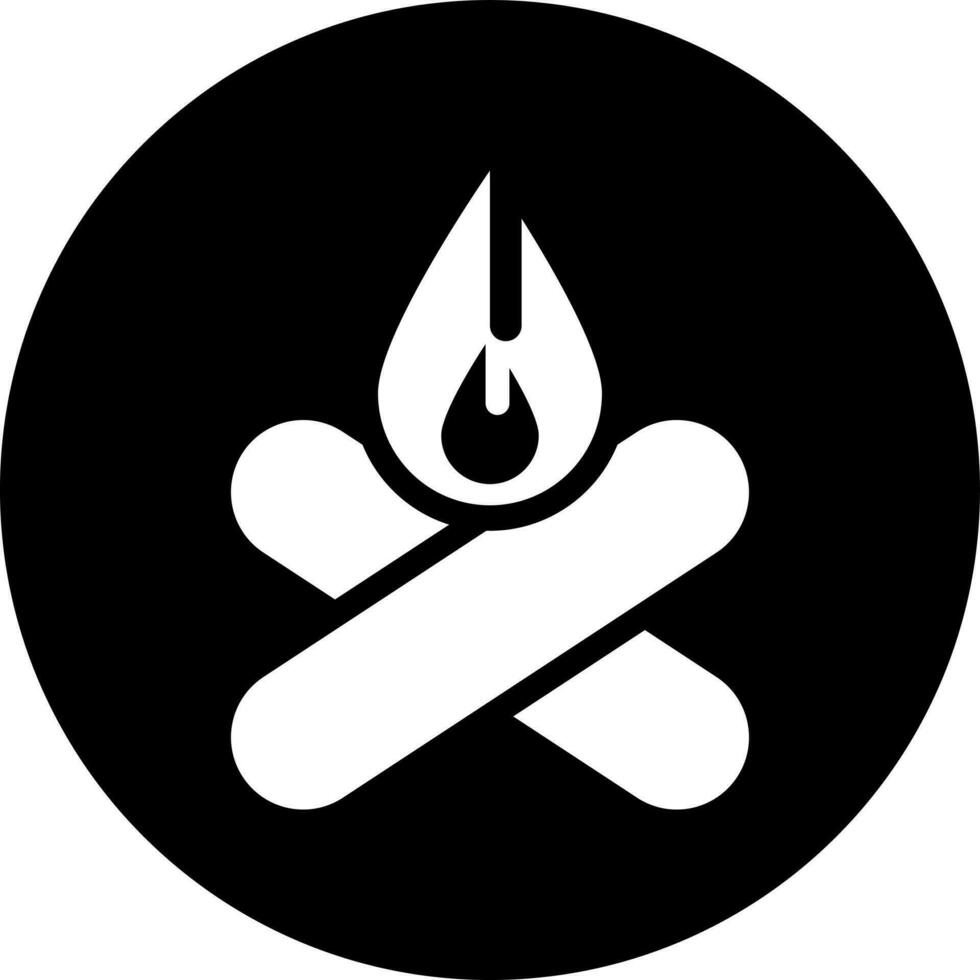 Black and White illustration of bonfire icon. vector