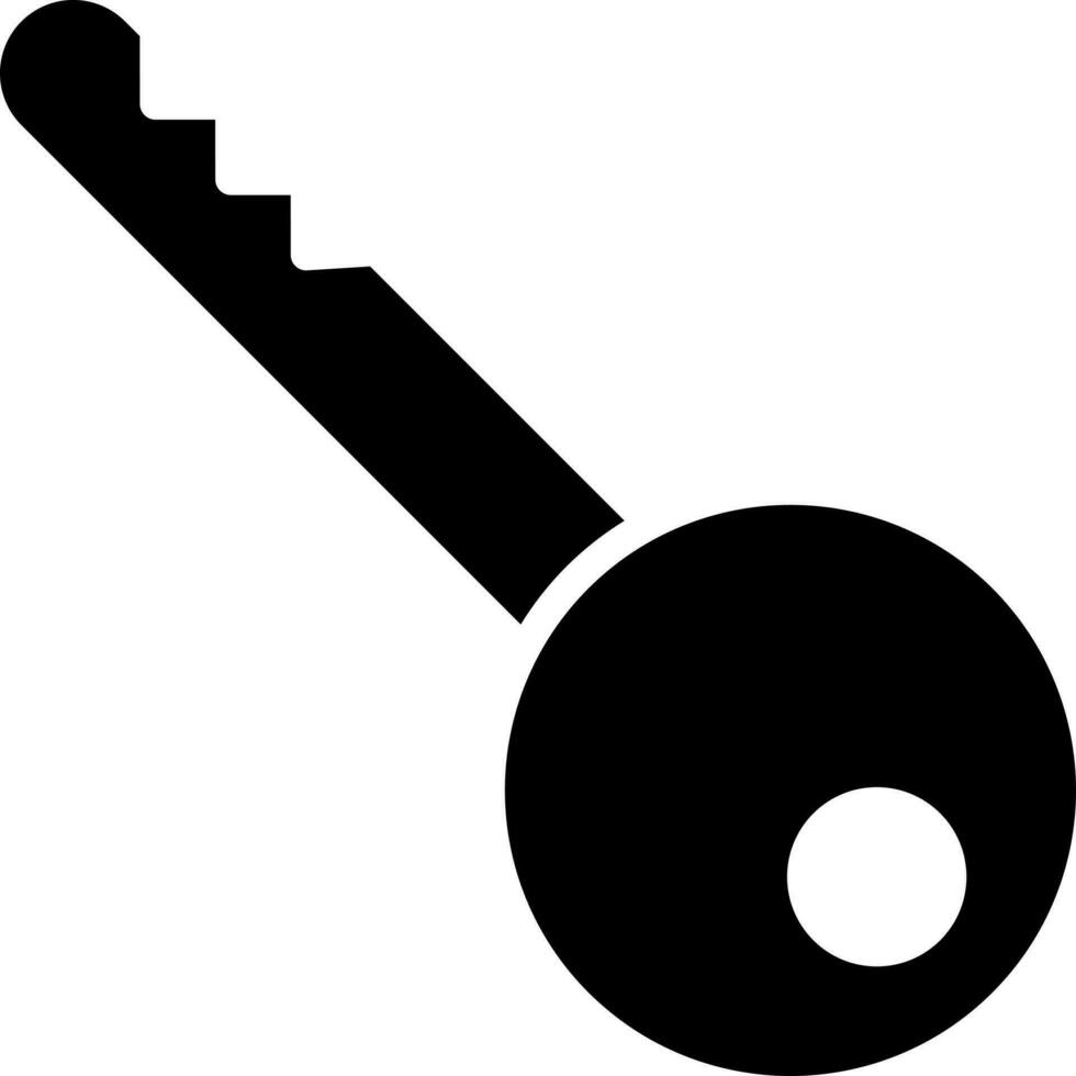 Black and White illustration of key icon. vector