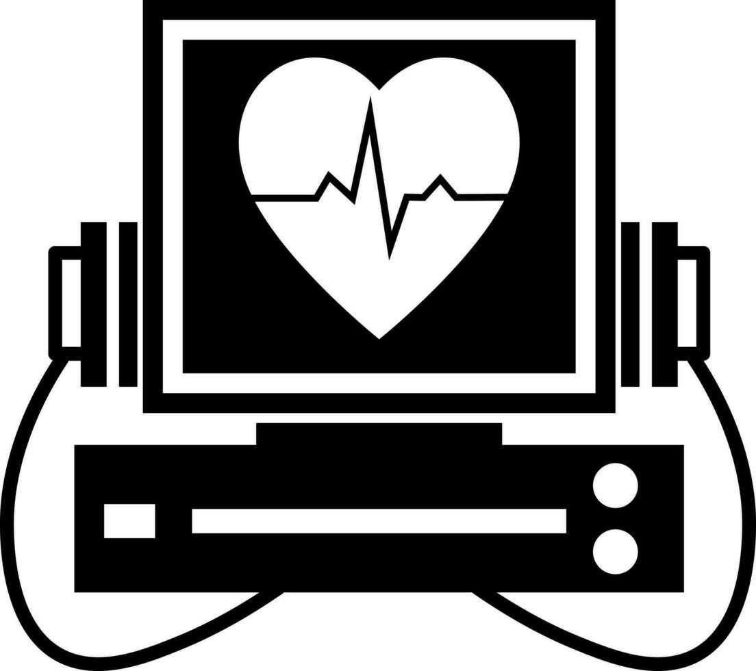 Black and White heart beating machine. vector