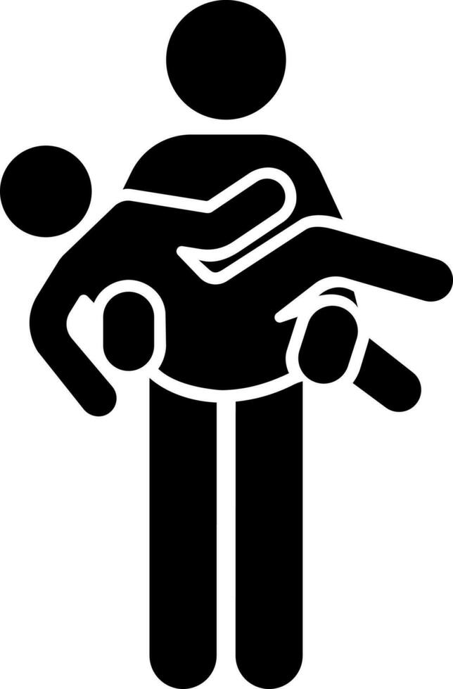 Human carrying a little boy icon. vector