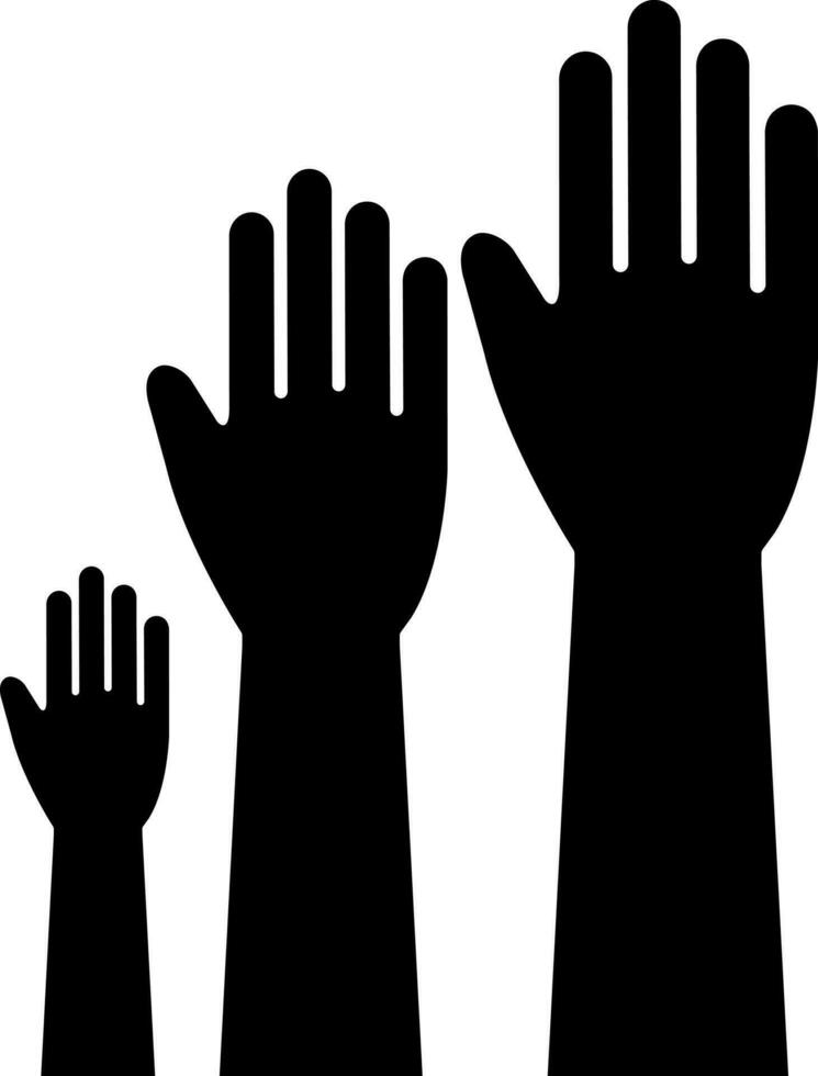 Hands up or volunteer glyph icon. vector