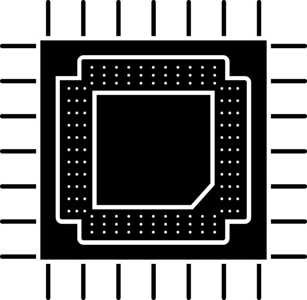 plano estilo chip icono en negro y blanco color. vector