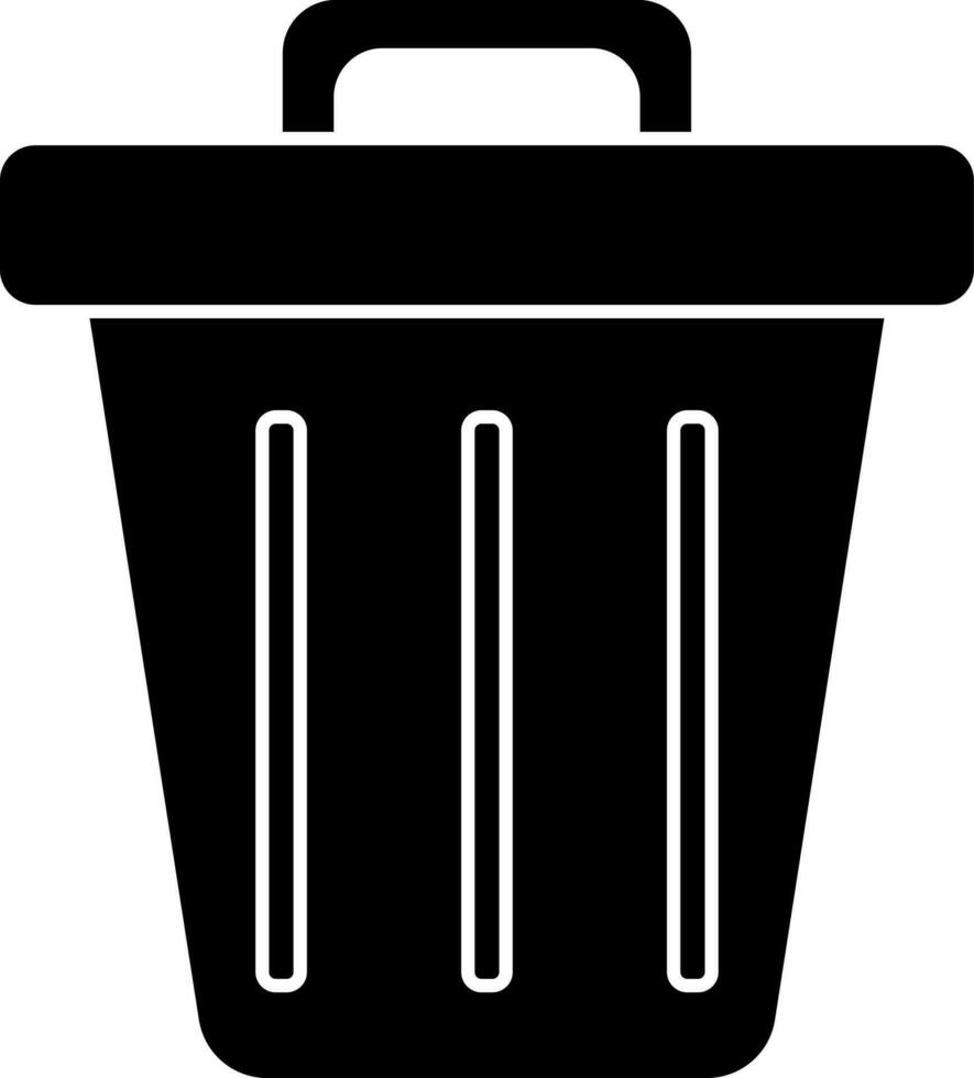 Dustbin icon or symbol in Black and White color. vector
