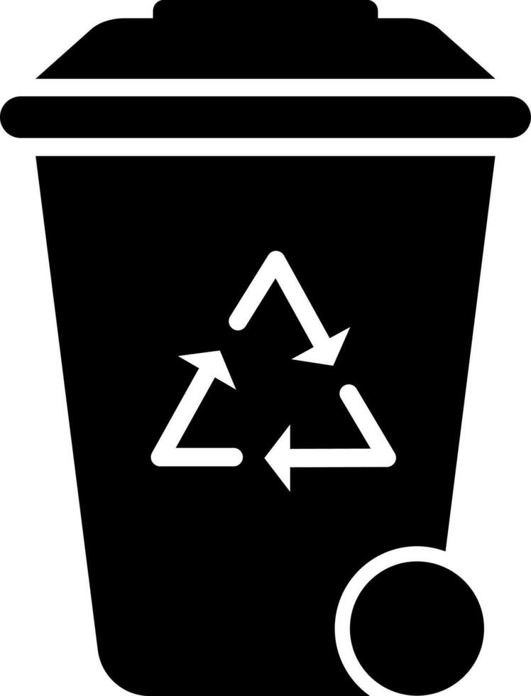 Black and White illustration of recycle bin icon. vector