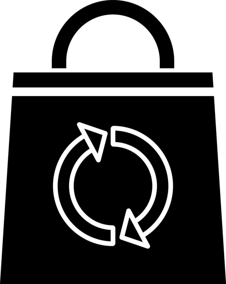 reciclar bolso icono en negro y blanco color. vector