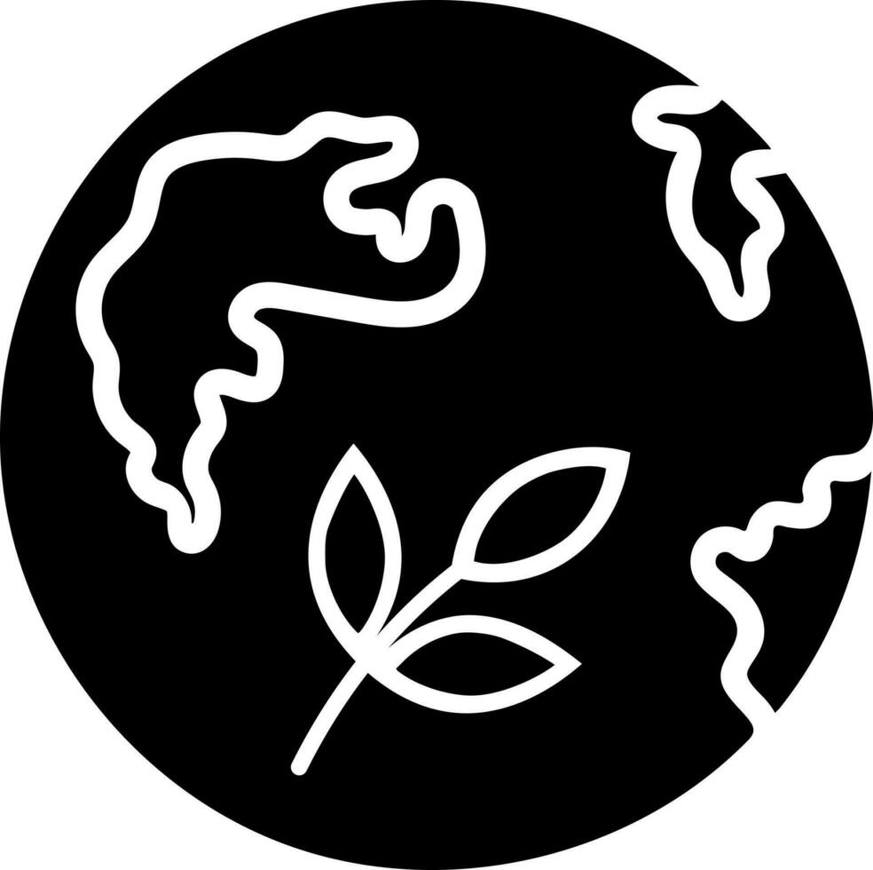 Black and White illustration of green earth icon. 24254231 Vector Art