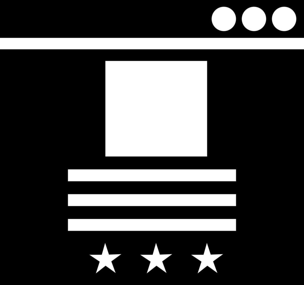 Black and White star rating review icon or symbol. vector