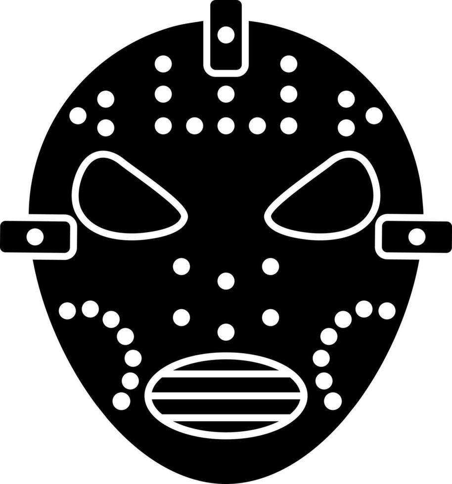 Hockey goalie mask icon in Black and White color. vector