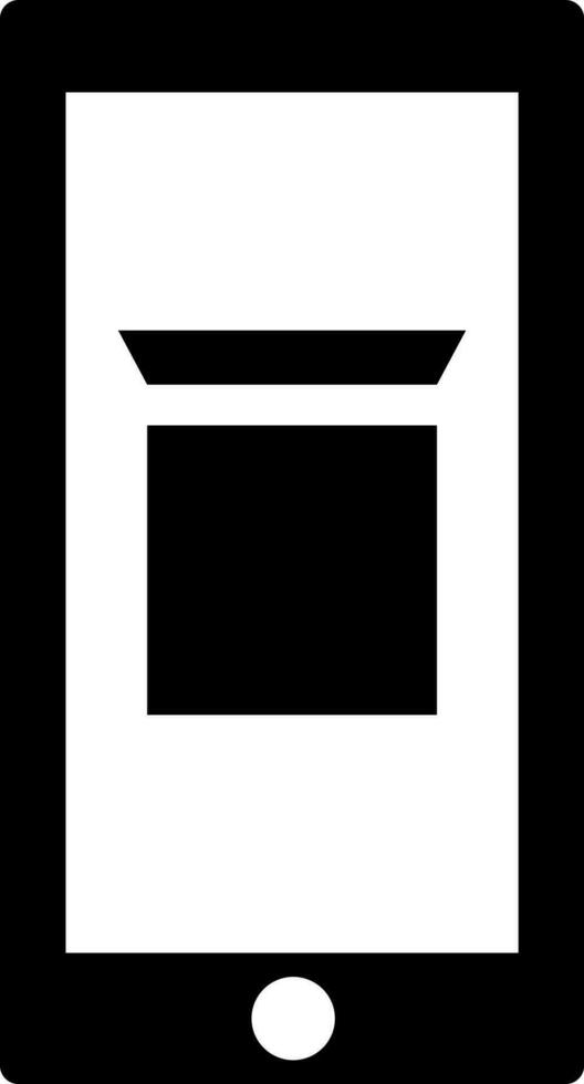 Online shopping app in smartphone. Glyph icon. vector