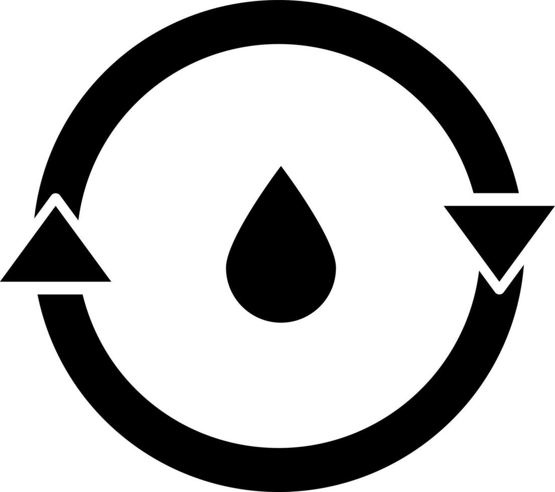 Reuse or recycle water icon in black color. vector